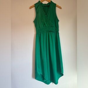 Tahari ruffled maxi Dress Emerald green short sleeved party summer 
Size S